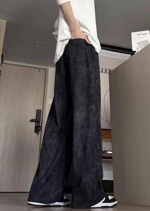 Tie Cotton Dye New Men Pants Elastic Summer Waist Black