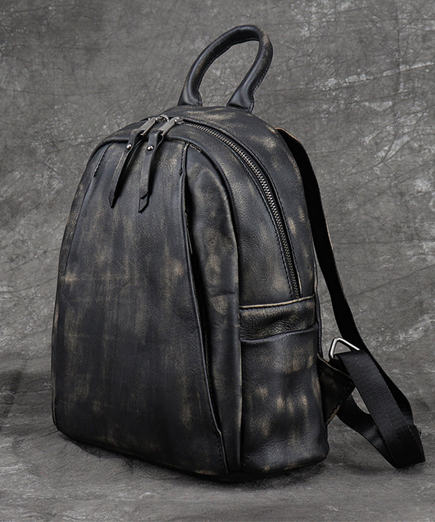 Large New Backpack Capacity Leather Versatile Black Calf Bag