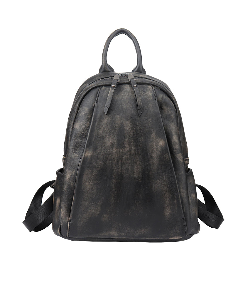 Large New Backpack Capacity Leather Versatile Black Calf Bag