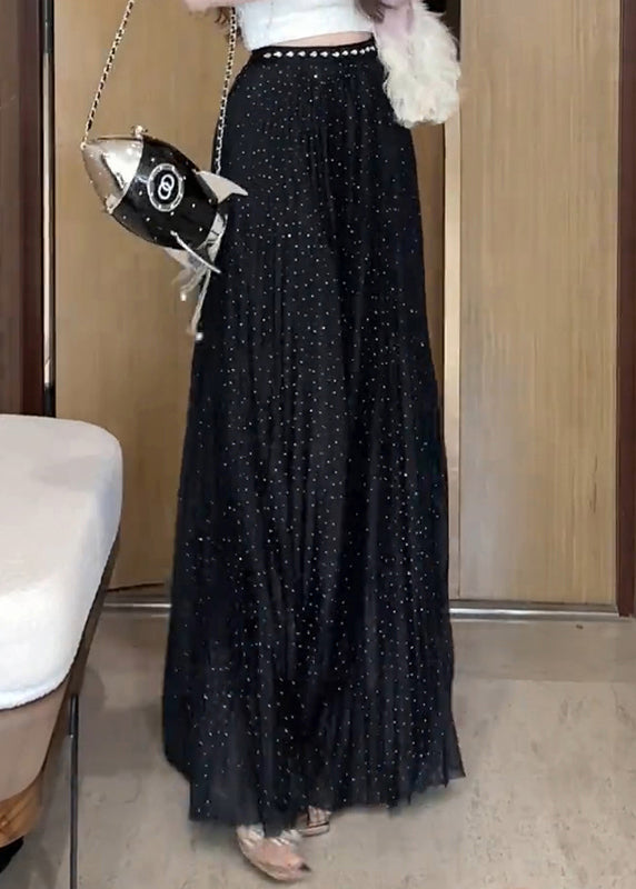 Skirts Summer Zircon Wrinkled Maxi Tulle Black New