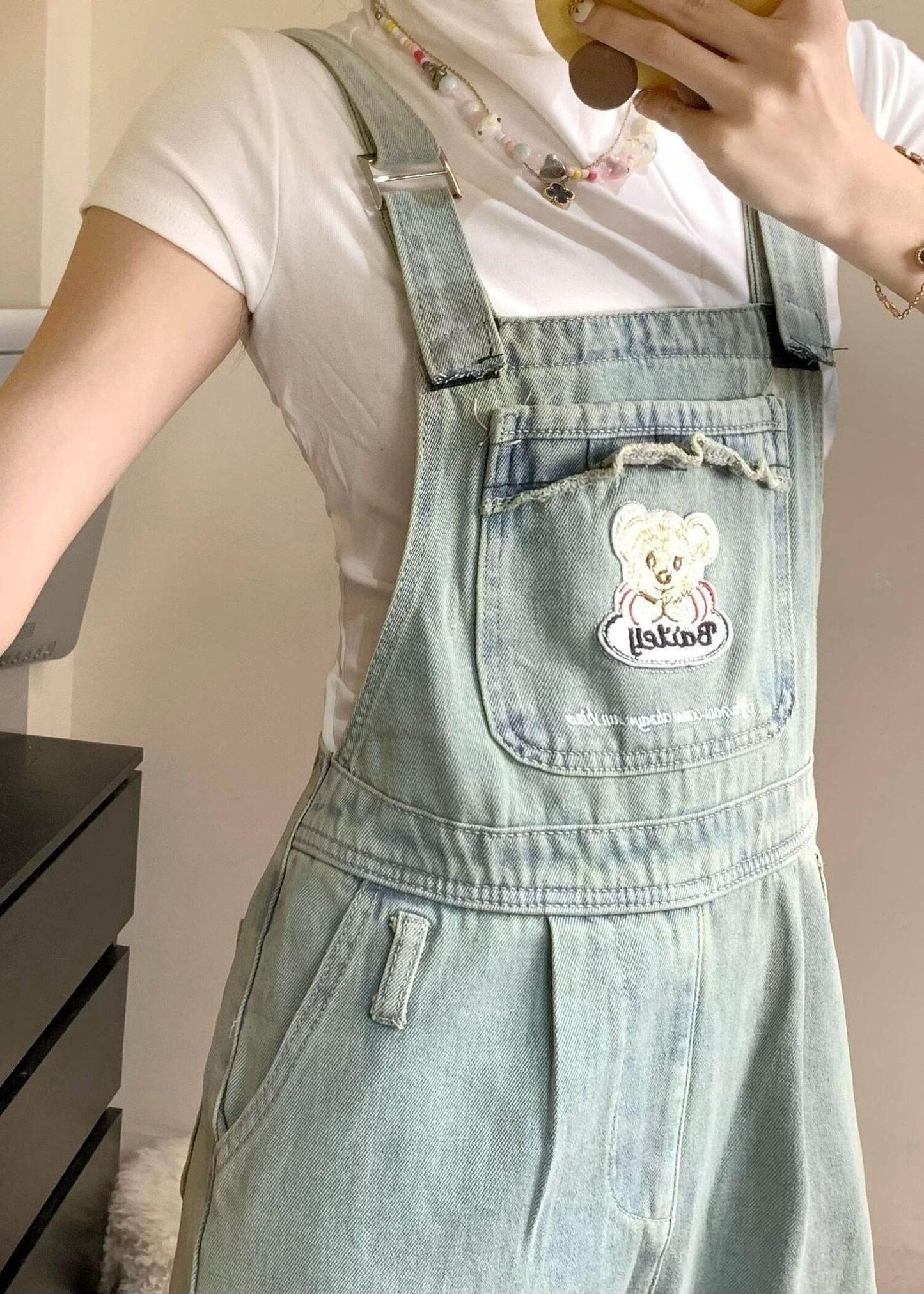 Blue Denim New Sleeveless Pockets Jumpsuit Embroidered