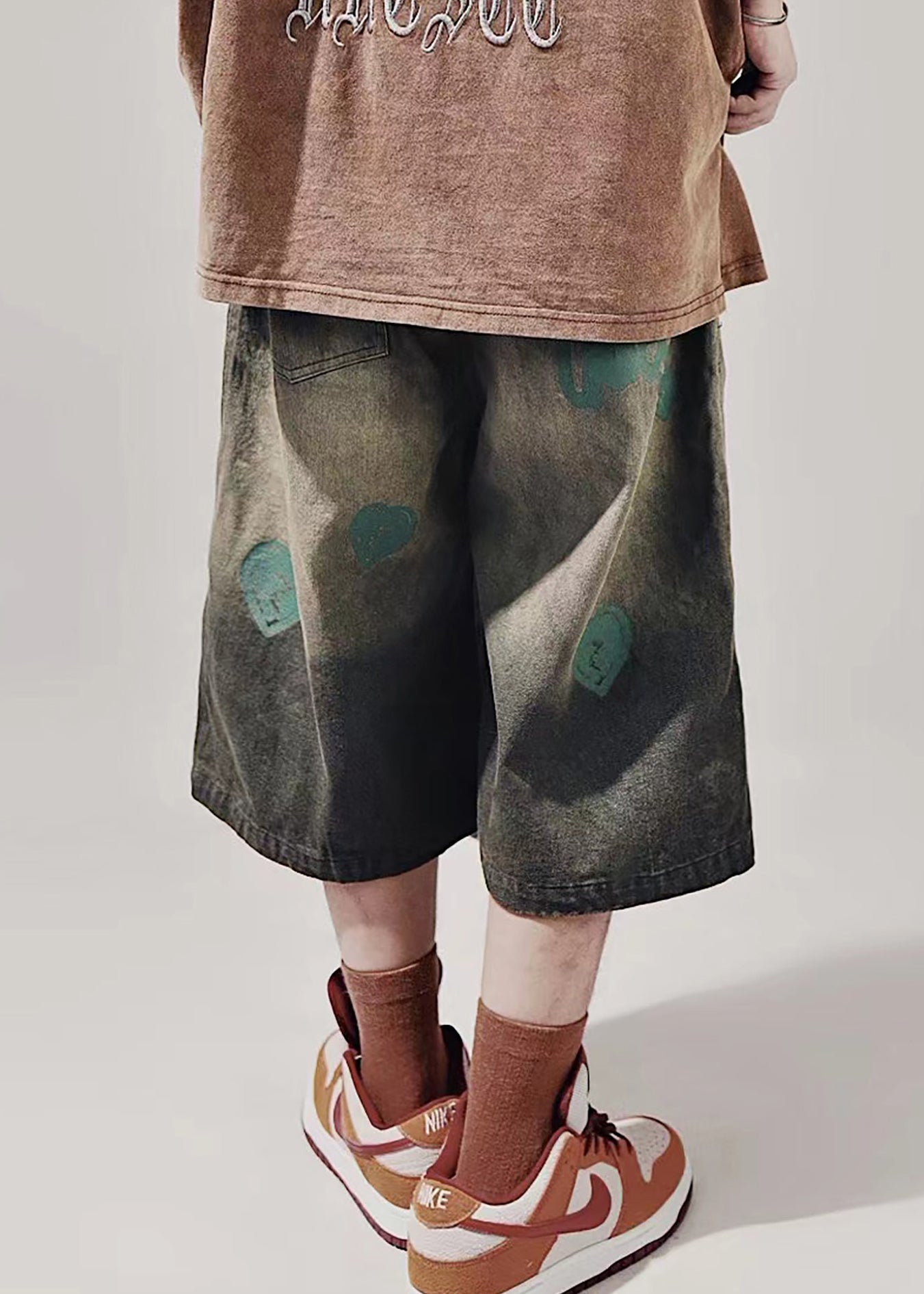 Summer Mens Waist Elastic New Blue Up Lace Shorts Print