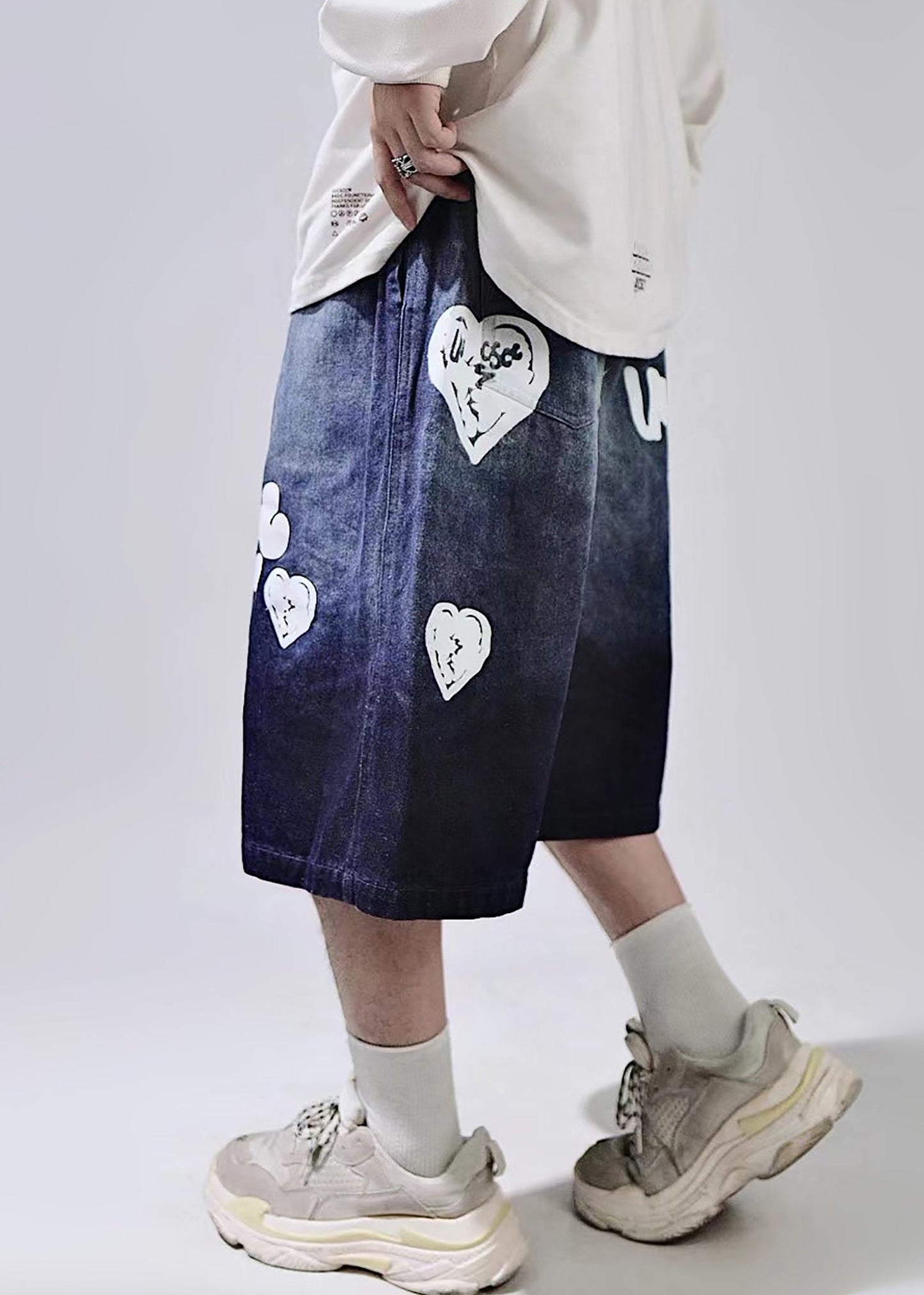 Summer Mens Waist Elastic New Blue Up Lace Shorts Print