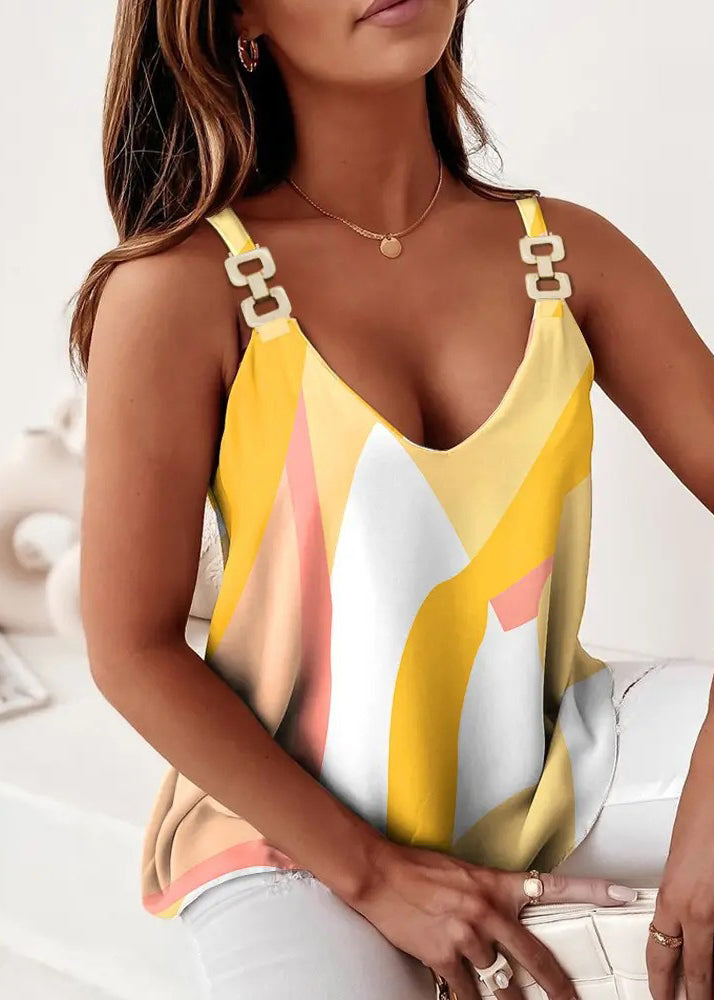 Blue V Spaghetti Strap New Tank Summer Striped Cotton Neck