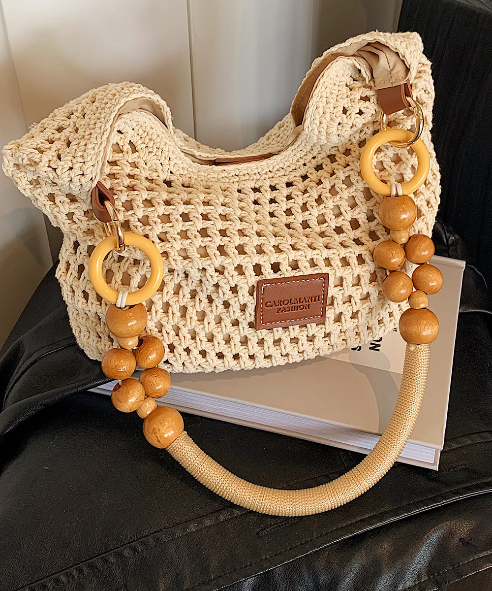 Bag Woven Capacity Hollow Brown New Out Large Shoulder