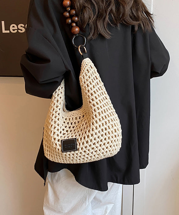 Bag Woven Capacity Hollow Brown New Out Large Shoulder