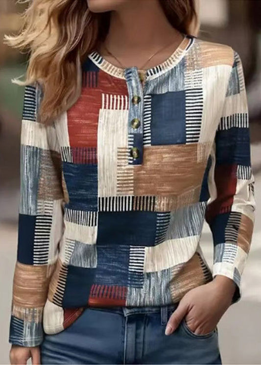 Sleeves Printed New Casual T-Shirt Cotton Long