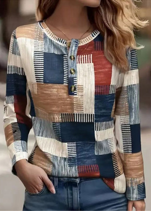 Sleeves Printed New Casual T-Shirt Cotton Long