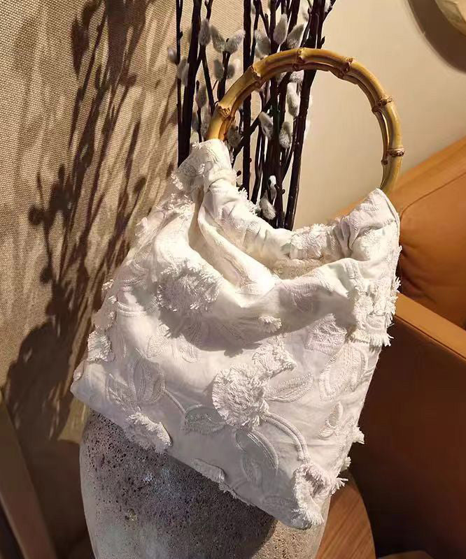Bag Cotton New Embroidery Tassel Beige Chinese Style Tote
