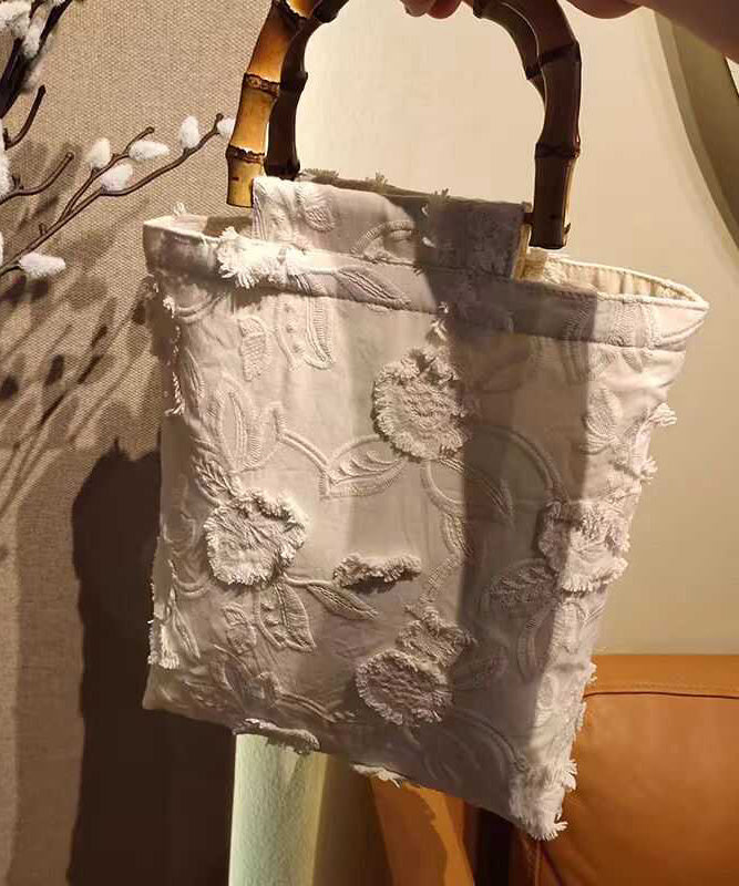 Bag Cotton New Embroidery Tassel Beige Chinese Style Tote