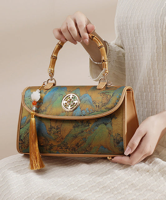 Leather Calf Tassel New Bag Style Print Chinese Tote