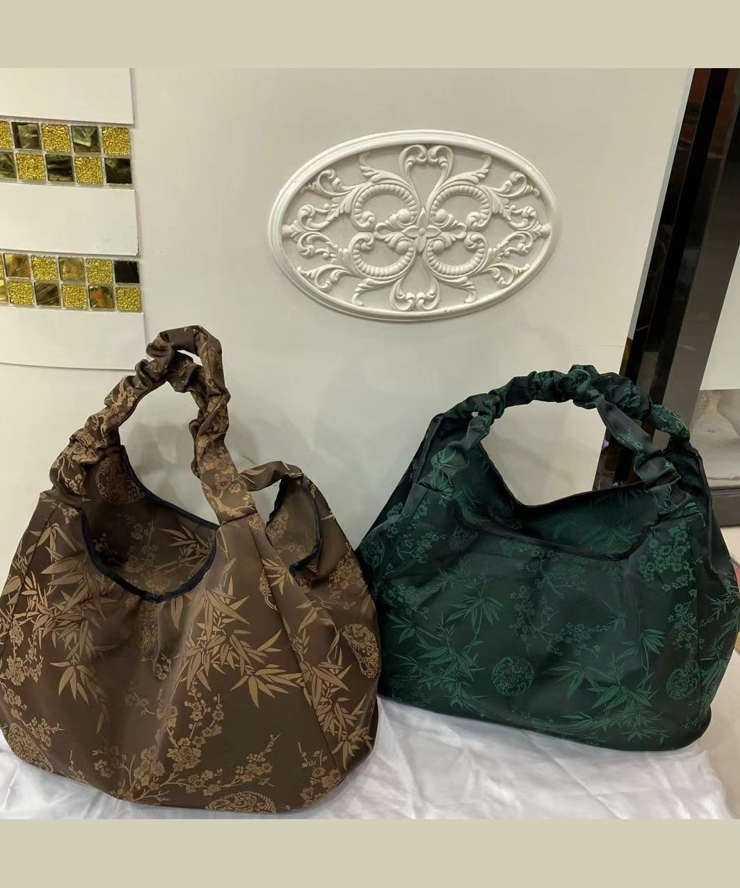 New Versatile Coffee Chinese Shoulder Bag Style Print