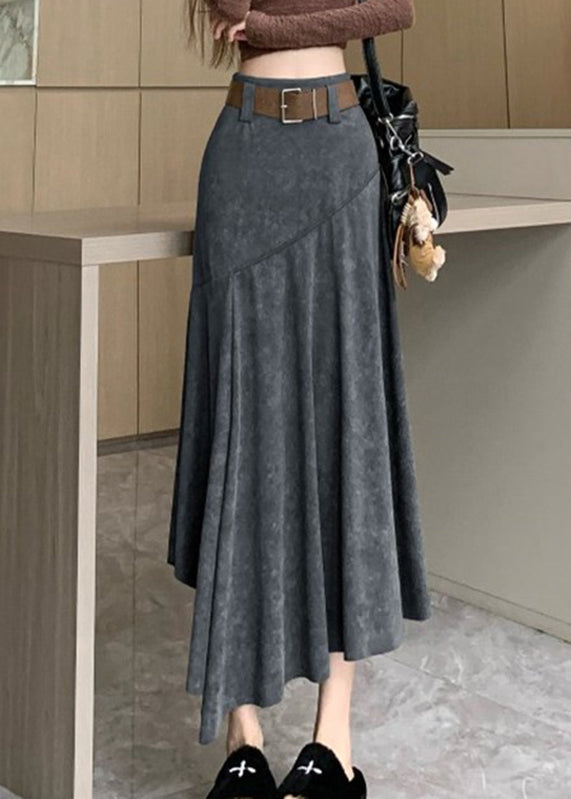 Asymmetrical Summer Line Coffee Wrinkled New Skirts A