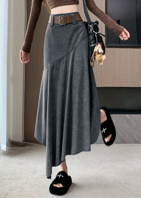 Asymmetrical Summer Line Coffee Wrinkled New Skirts A