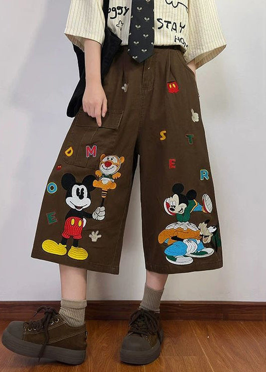 Coffee Print Denim New Pockets Pants Crop Mens Cartoon Summer