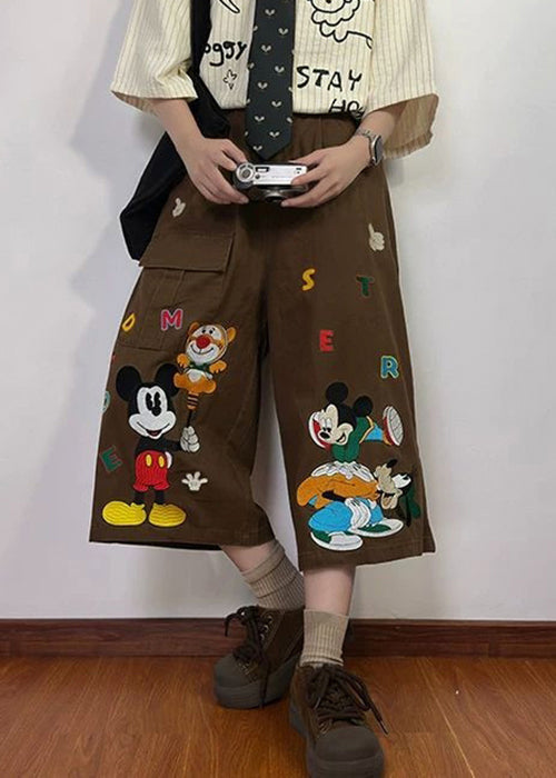 Coffee Print Denim New Pockets Pants Crop Mens Cartoon Summer