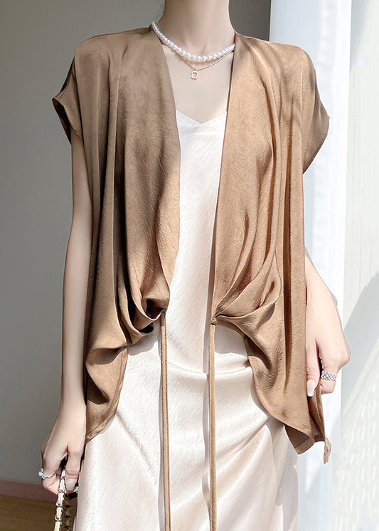 Coffee Shirt Silk Sleeve Short Original Design Solid New