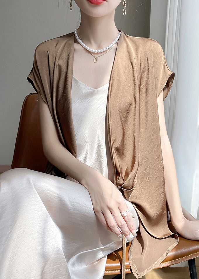 Coffee Shirt Silk Sleeve Short Original Design Solid New