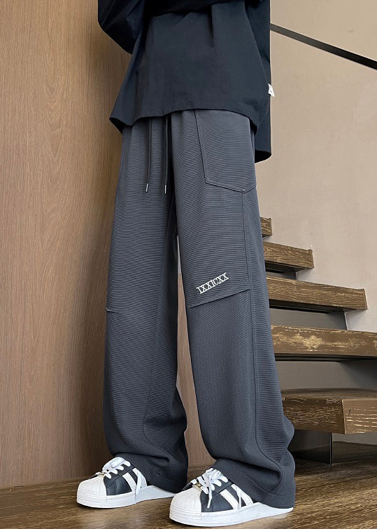 Pants Waist Coffee New Men Fleece Warm Pockets Elastic Spring