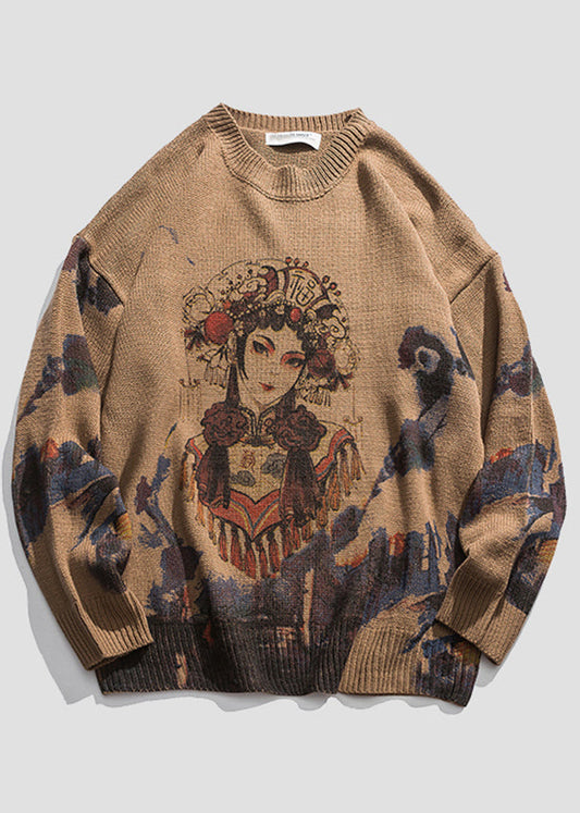 New Coffee Print Cozy Knit Men Sweaters Winter WJ024