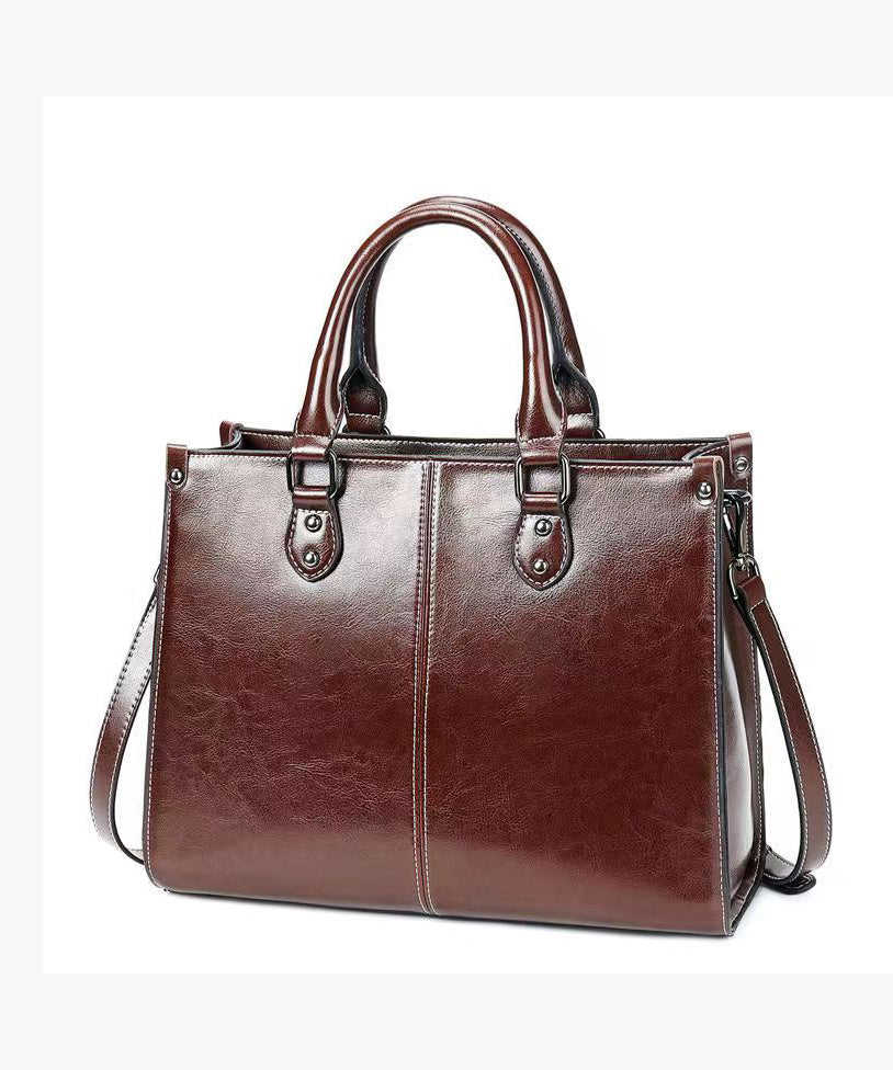 New Coffee Versatile European And American Cowhide Handbag Ada Fashion