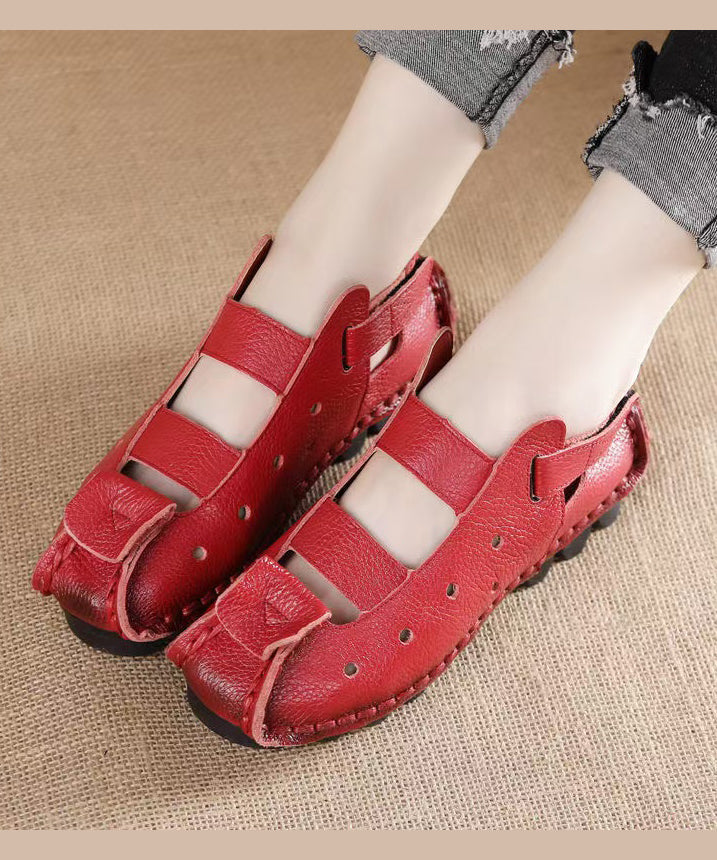 Yellow Splicing Out Flat Hollow Sandals New Comfortable