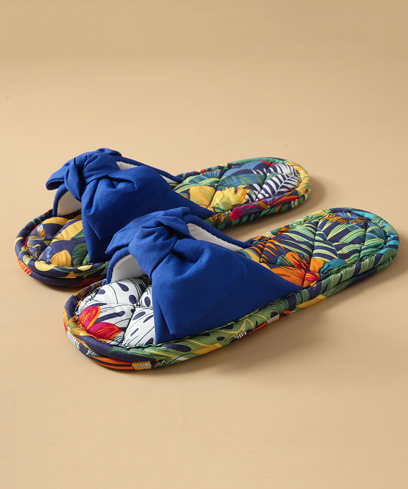 Slippers Shoes Green New Splicing Bow Cotton Fabric Comfy