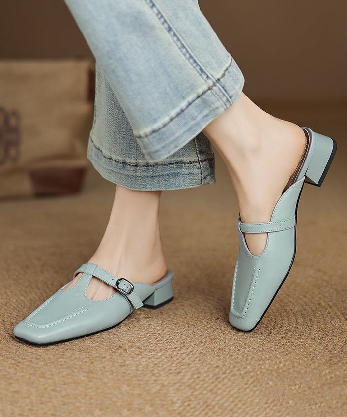Chunky Sheepskin New Splicing Slide Comfy Sandals Blue