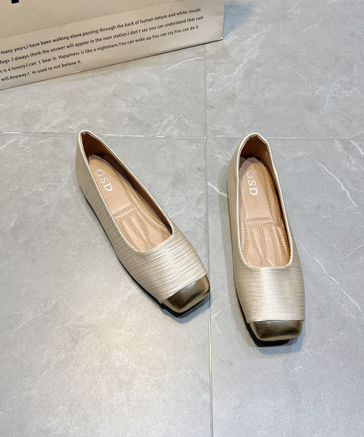 Shoes Feet Apricot Flat Silk New Versatile Comfy Splicing