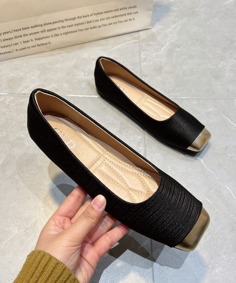 Shoes Feet Apricot Flat Silk New Versatile Comfy Splicing