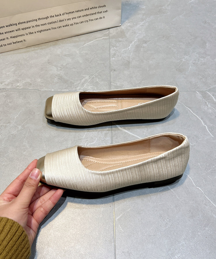 Shoes Feet Apricot Flat Silk New Versatile Comfy Splicing