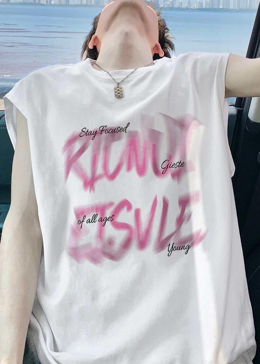 Men New Cotton Dark Print T Shirt Summer Gray Cozy