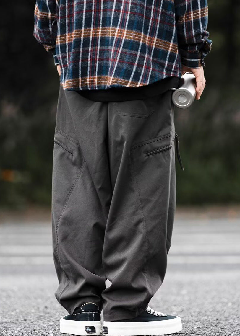 Cotton Zip Up Spring Pockets Gray Men New Pants Dark