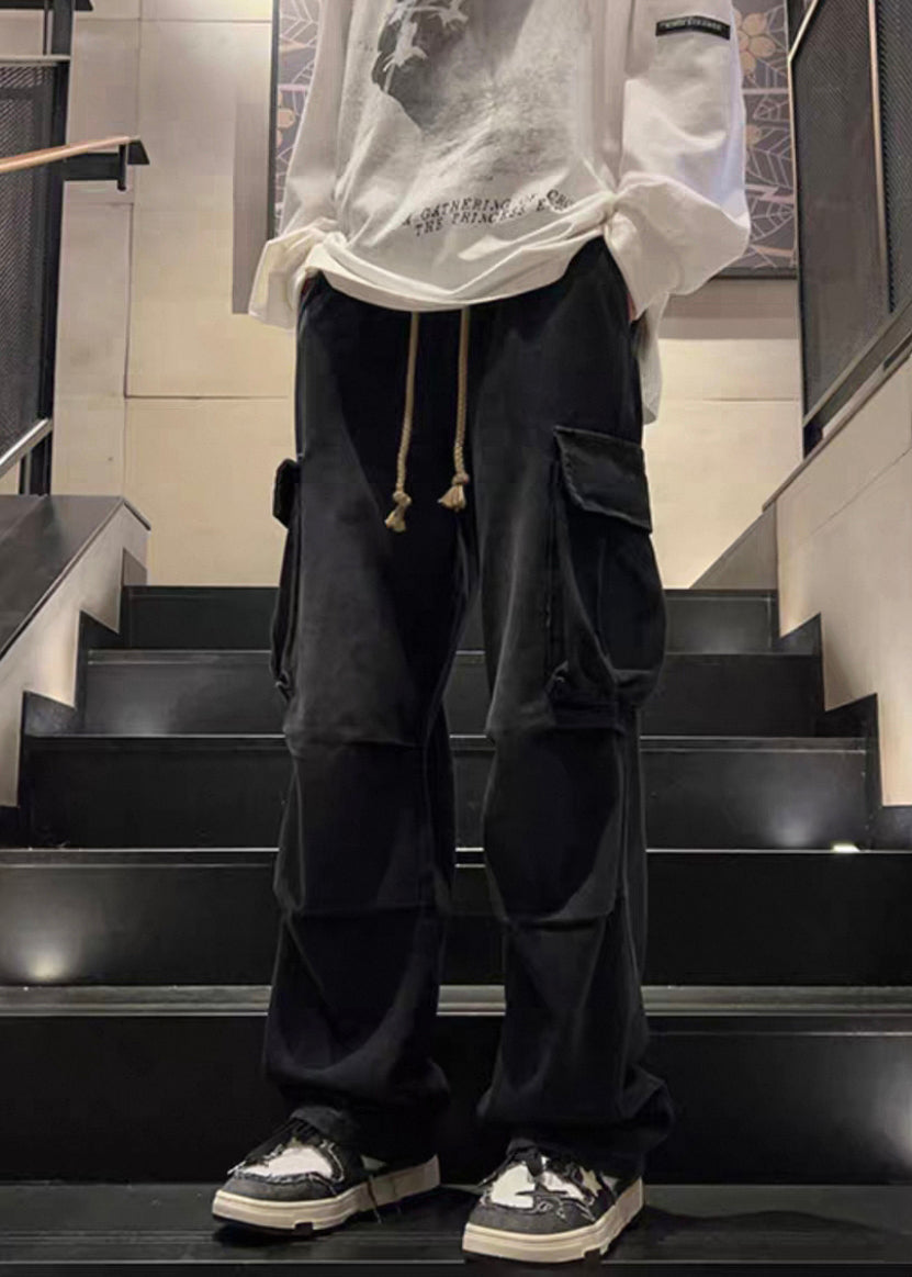 Waist Elastic Blue Pants Pockets Denim New Mens Spring Wrinkled