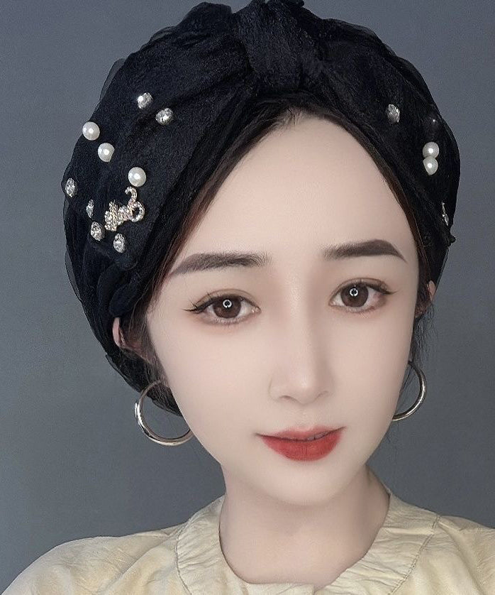 Beige Pearl Boonie Bubble New Zircon Fashion Thin Hat Tulle