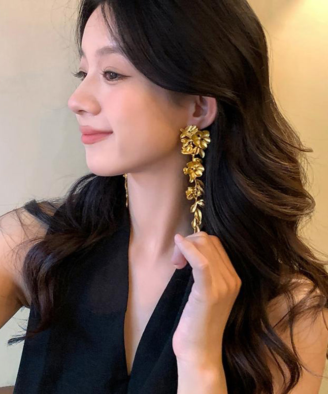 Tassel Gold Overgild New Drop Earrings Floral Copper