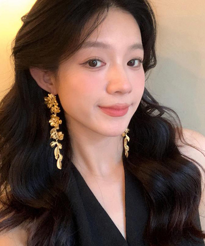 Tassel Gold Overgild New Drop Earrings Floral Copper