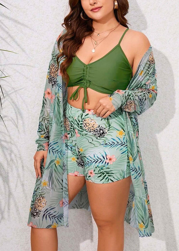 Ensemble de maillot de bain trois pièces New Green Cardigans VC061