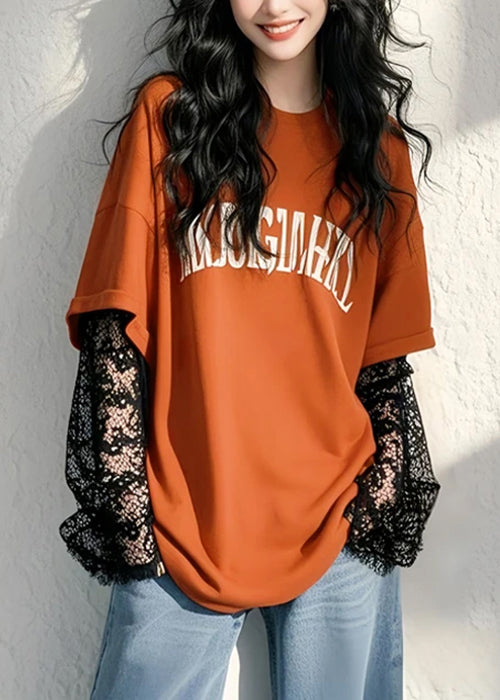 Letter Fall Lace Two New False T Green Patchwork Pieces Shirts