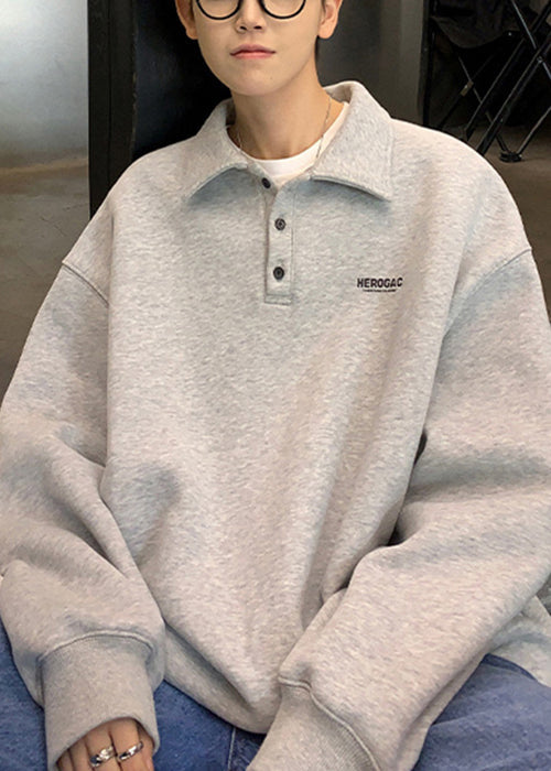 New Green Print Button Cotton Men Sweatshirts Spring TC024