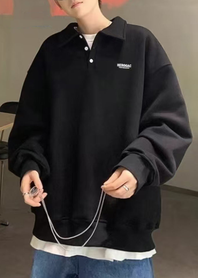 New Green Print Button Cotton Men Sweatshirts Spring TC024