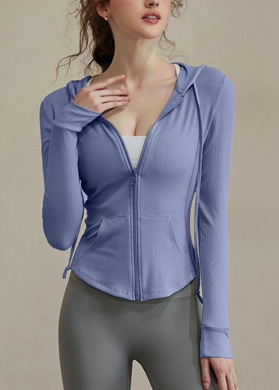 Lack Zippered New Tie Hooded Green Yoga Coats