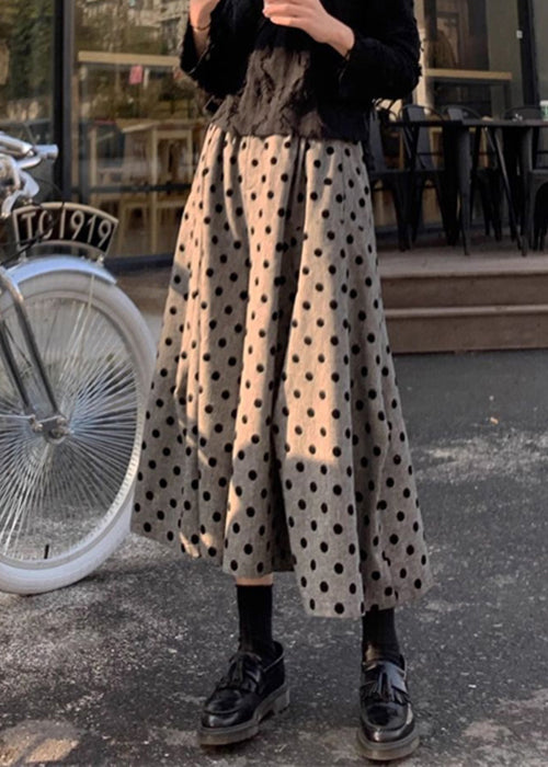 Grey Elastic Waist Cotton Wide Summer Leg Pants Dot New