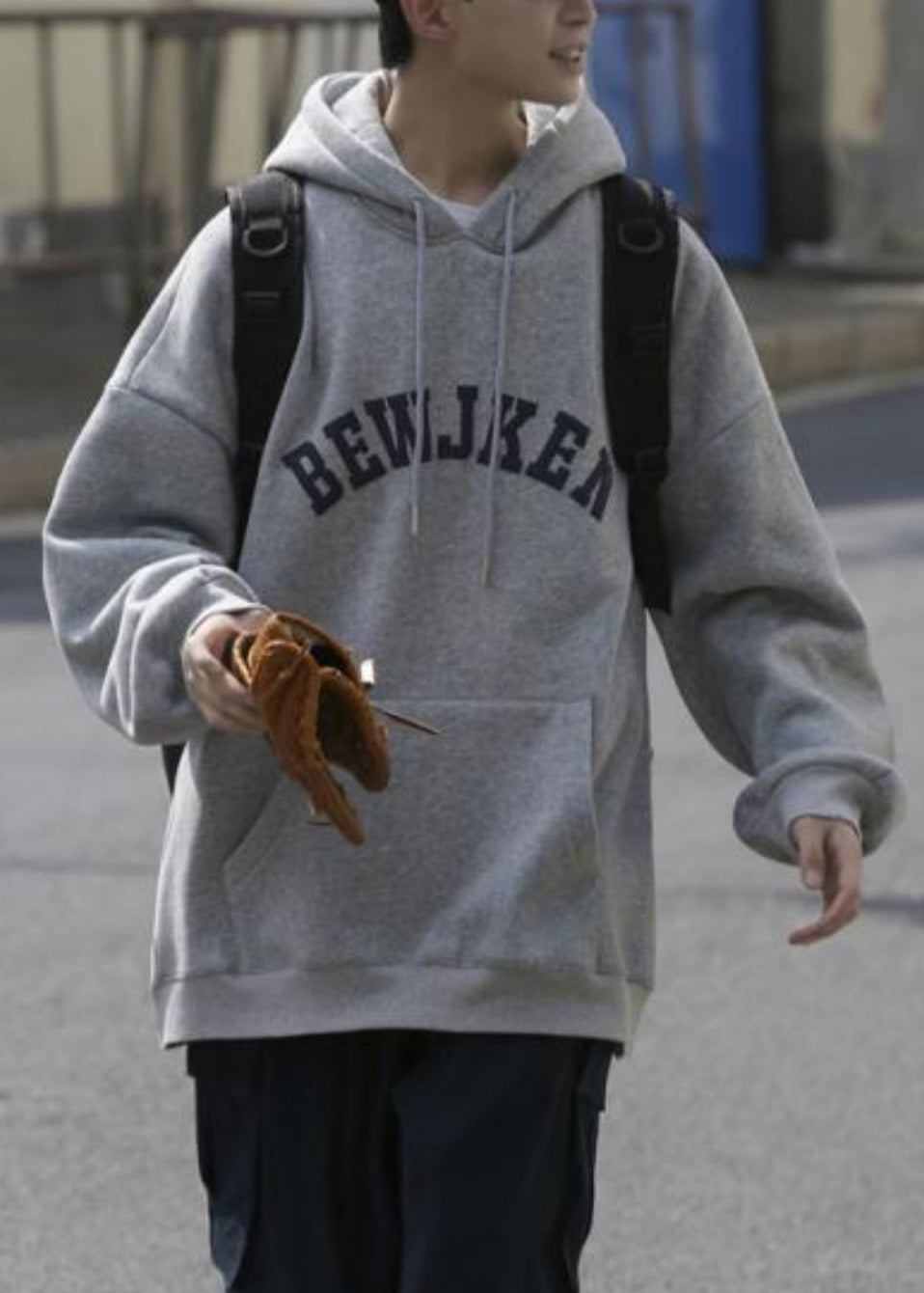 New Grey Hooded Print Pockets Cotton Mens Sweatshirts Spring YQ031