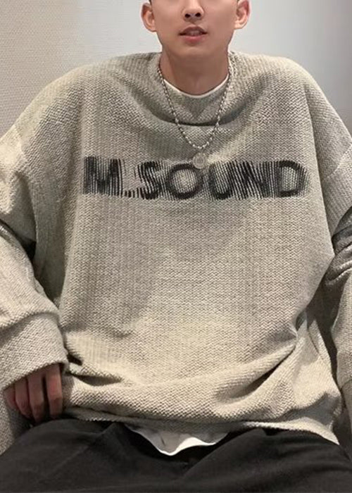 Letter O Cotton Grey Cozy Sweatshirt Neck Spring Men New