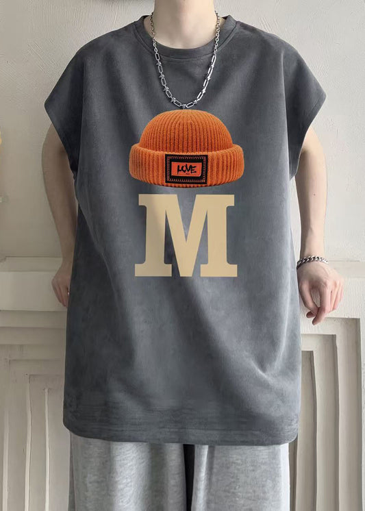 O Shirts Neck Grey Summer Cotton T Print Mens New