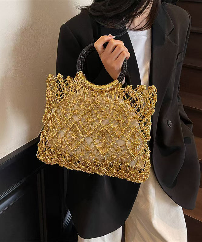 Handmade Hollow Tote Bag New Out Woven Silver