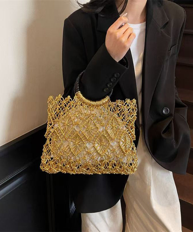 Handmade Hollow Tote Bag New Out Woven Silver