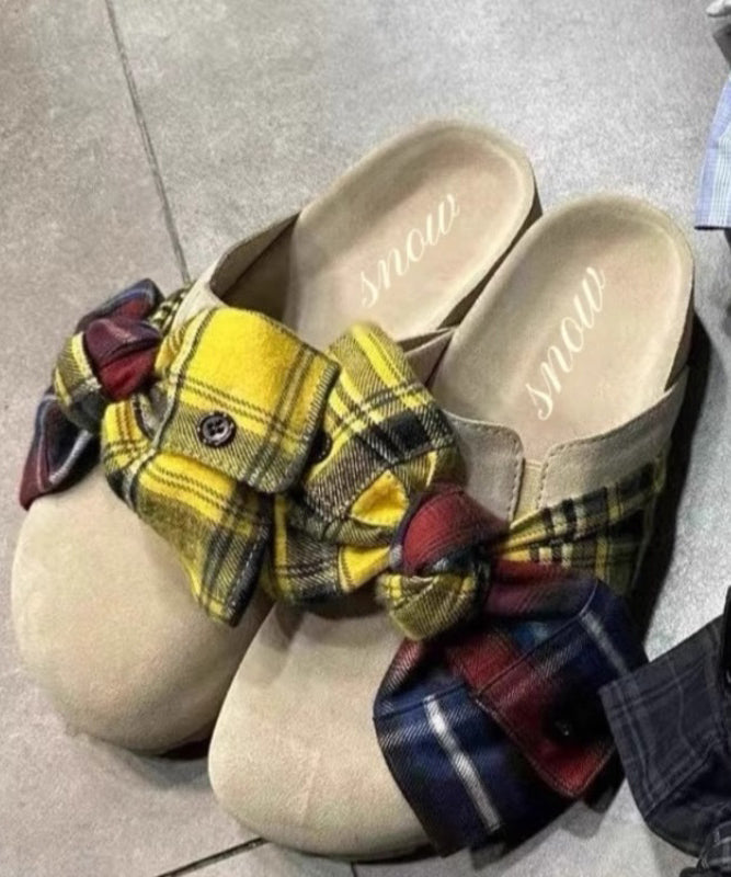 Blue New Japanese Bow Slide Platform Sandals