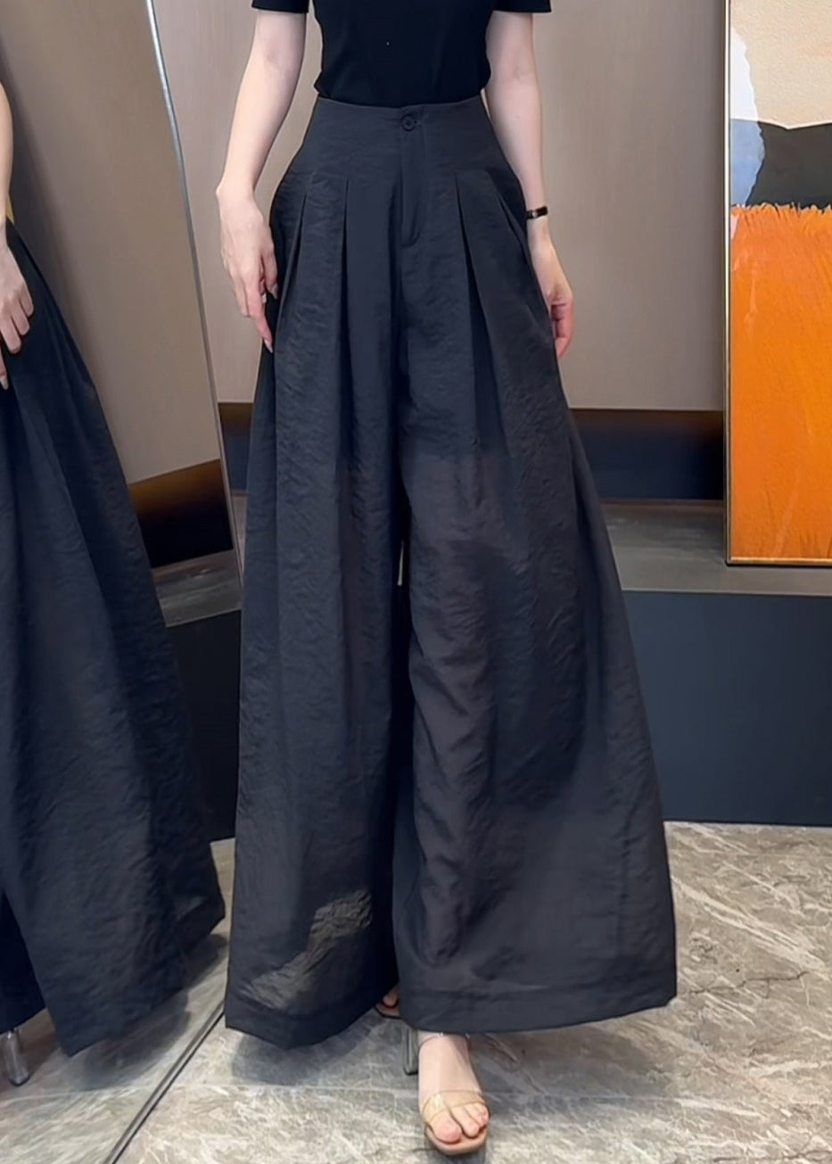 Khaki Linen High Pants Wide Waist Button Leg New Fall